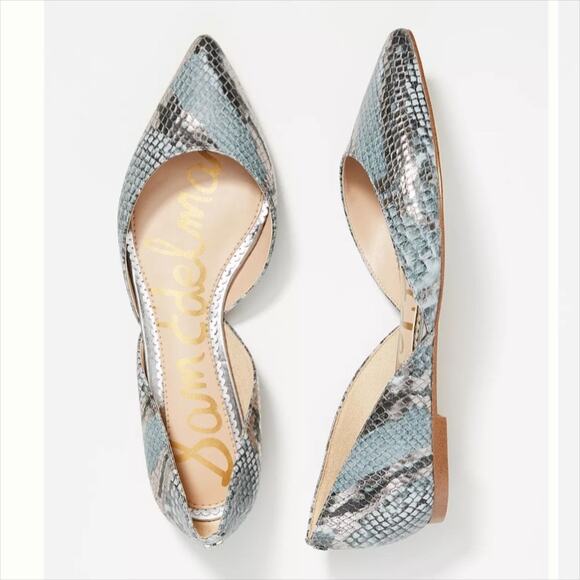 Sam Edelman Metallic Leather Snake Print Pointed Toe Rodney Flats Size 9 - Picture 1 of 7